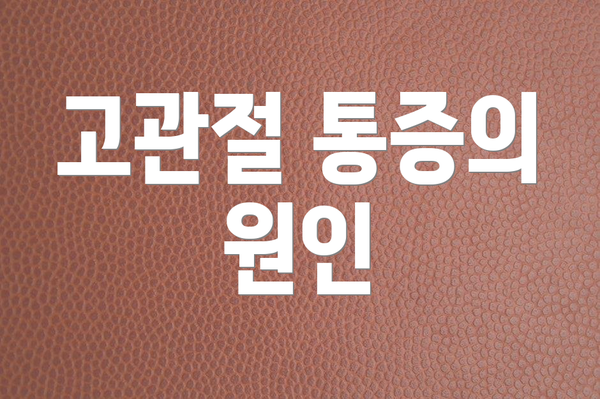 고관절 통증의 원인