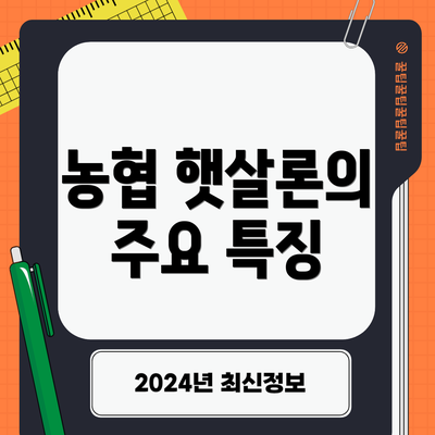 농협 햇살론의 주요 특징