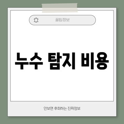 누수 탐지 비용