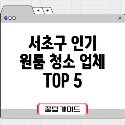 서초구 인기 원룸 청소 업체 TOP 5