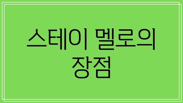 스테이 멜로의 장점