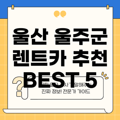 울산 울주군 렌트카 추천 BEST 5