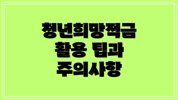 청년희망적금 활용 팁과 주의사항