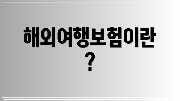 해외여행보험이란?