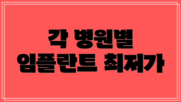 각 병원별 임플란트 최저가