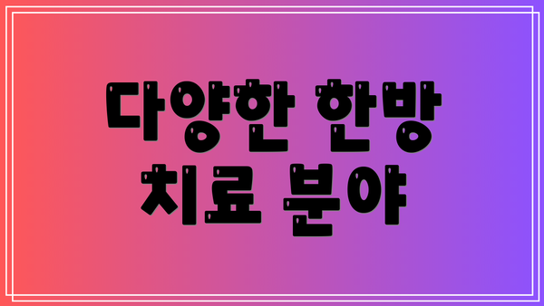 다양한 한방 치료 분야