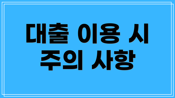 대출 이용 시 주의 사항