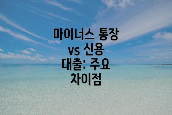 마이너스 통장 vs 신용 대출: 주요 차이점