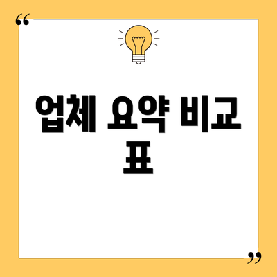 업체 요약 비교 표