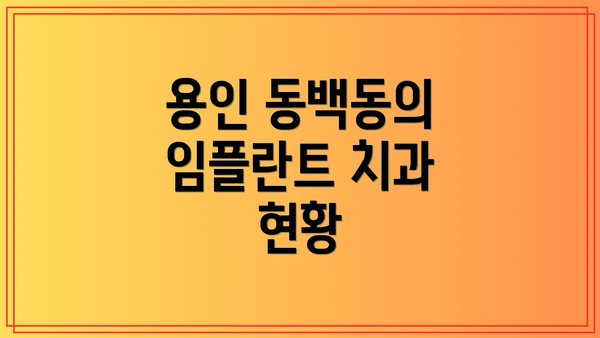 용인 동백동의 임플란트 치과 현황
