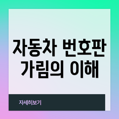 자동차 번호판 가림의 이해