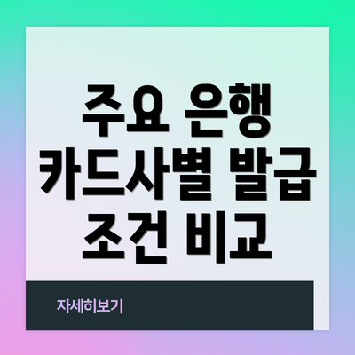 주요 은행 카드사별 발급 조건 비교
