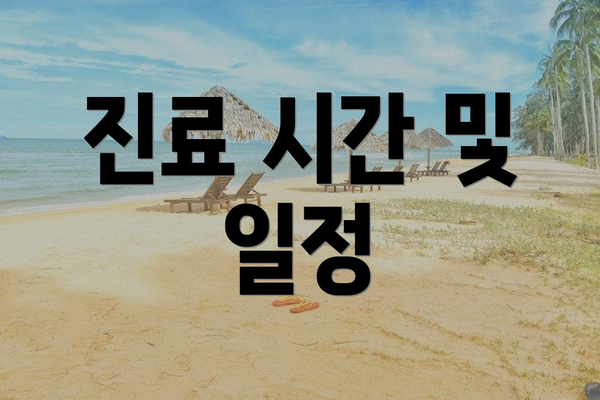 진료 시간 및 일정