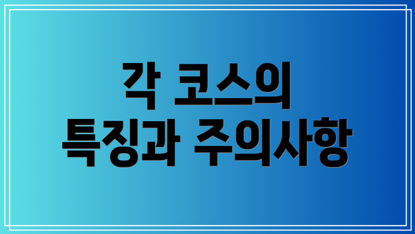 각 코스의 특징과 주의사항