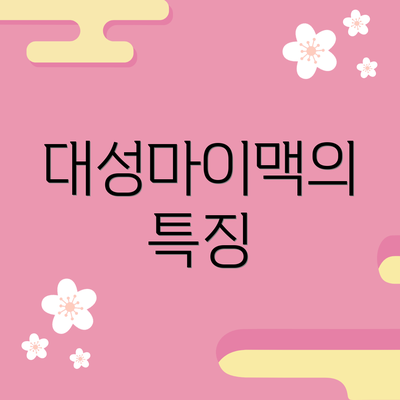 대성마이맥의 특징