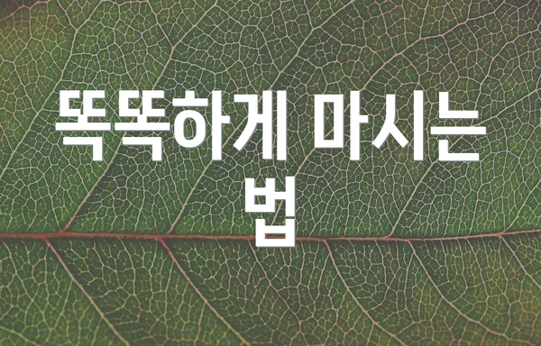 똑똑하게 마시는 법