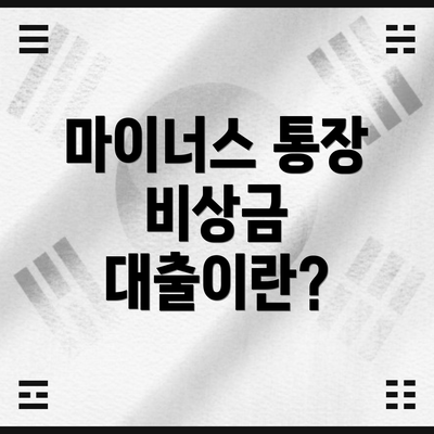 마이너스 통장 비상금 대출이란?