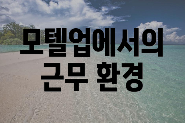 모텔업에서의 근무 환경