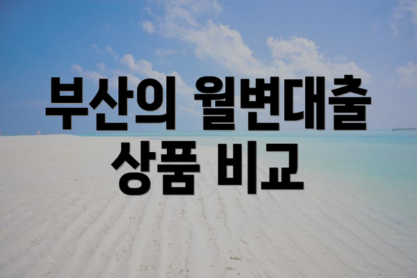 부산의 월변대출 상품 비교