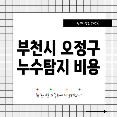 부천시 오정구 누수탐지 비용