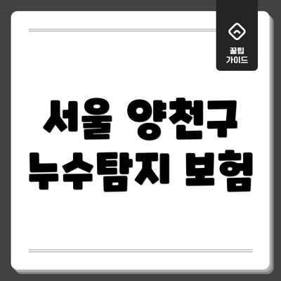 서울 양천구 누수탐지 보험