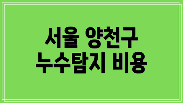 서울 양천구 누수탐지 비용