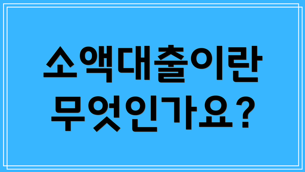 소액대출이란 무엇인가요?