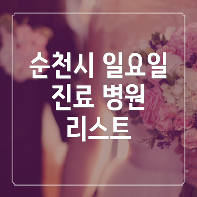 순천시 일요일 진료 병원 리스트