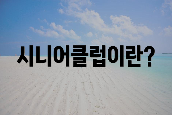 시니어클럽이란?