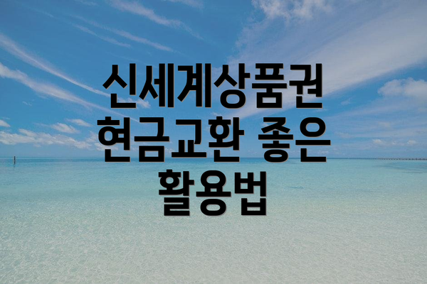 신세계상품권 현금교환 좋은 활용법