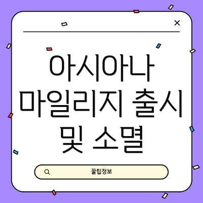 아시아나 마일리지 출시 및 소멸