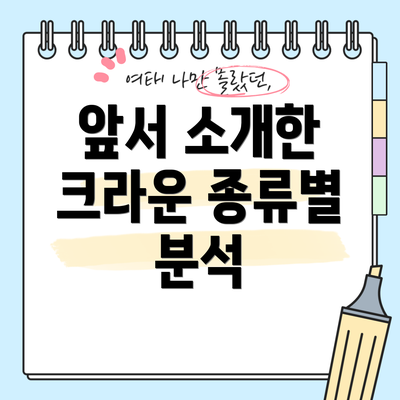 앞서 소개한 크라운 종류별 분석