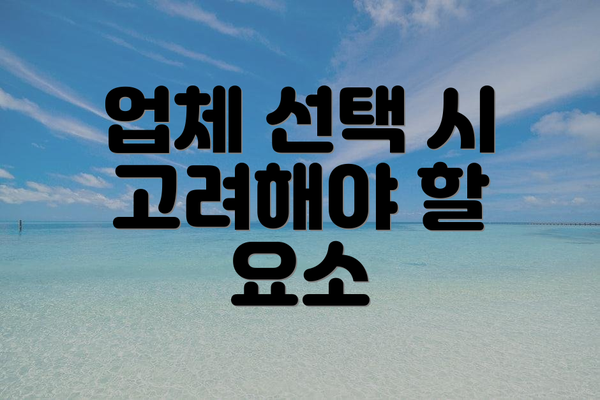 업체 선택 시 고려해야 할 요소