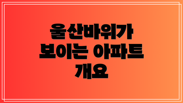 울산바위가 보이는 아파트 개요