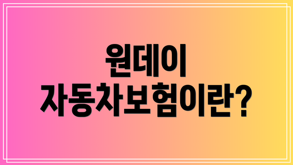 원데이 자동차보험이란?