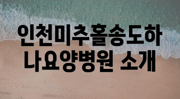 인천미추홀송도하나요양병원 소개