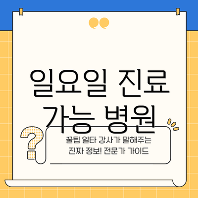 일요일 진료 가능 병원