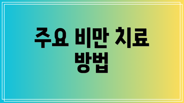 주요 비만 치료 방법