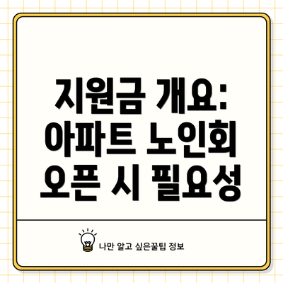 지원금 개요: 아파트 노인회 오픈 시 필요성