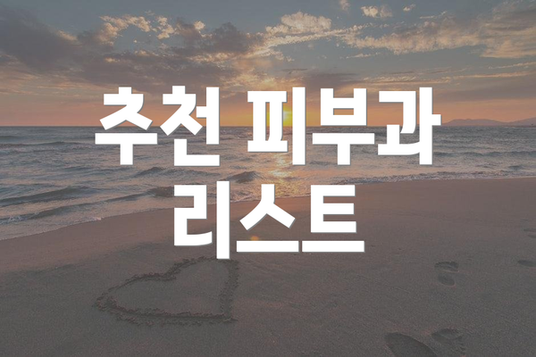 추천 피부과 리스트