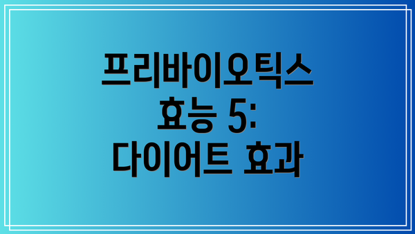 프리바이오틱스 효능 5: 다이어트 효과