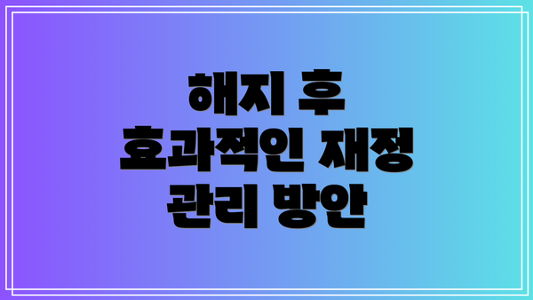 해지 후 효과적인 재정 관리 방안