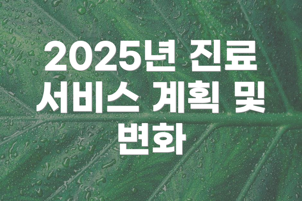 2025년 진료 서비스 계획 및 변화