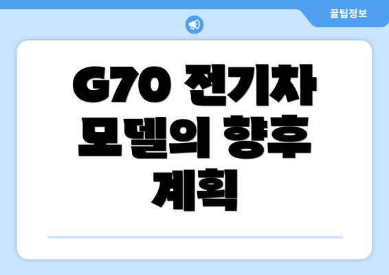 G70 전기차 모델의 향후 계획